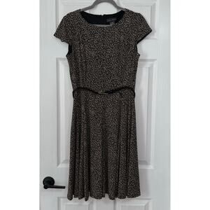 Jessica Howard Women's Black Brown Printed Cap Sleeve with Belt Dress Size 12P